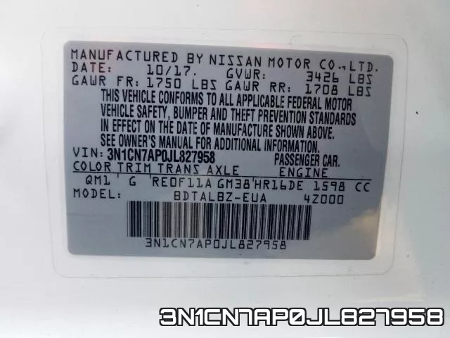 3N1CN7AP0JL827958 фото 2