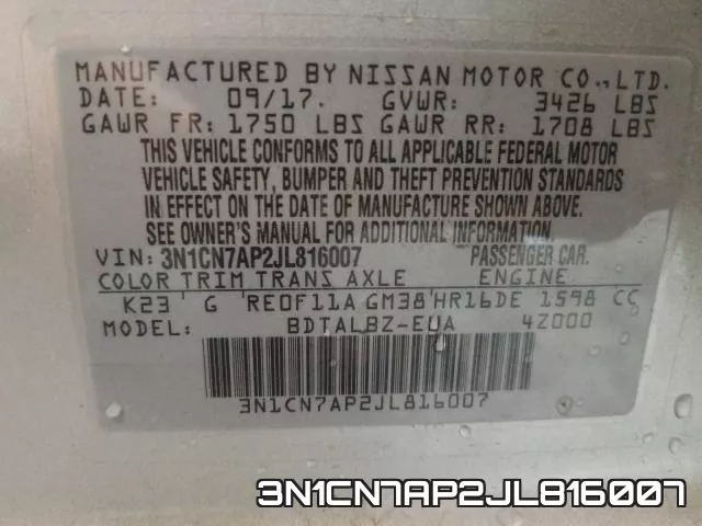 3N1CN7AP2JL816007 фото 2