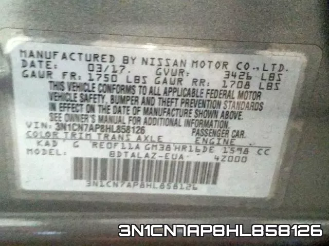 3N1CN7AP8HL858126 фото 2
