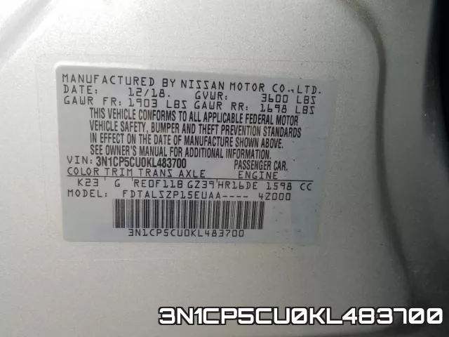 3N1CP5CU0KL483700 фото 2