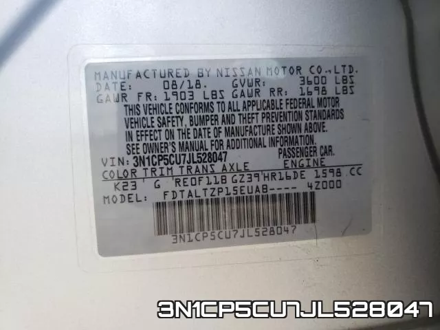 3N1CP5CU7JL528047 фото 2