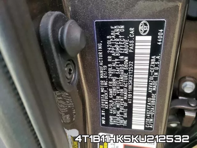 4T1B11HK5KU212532 фото 2