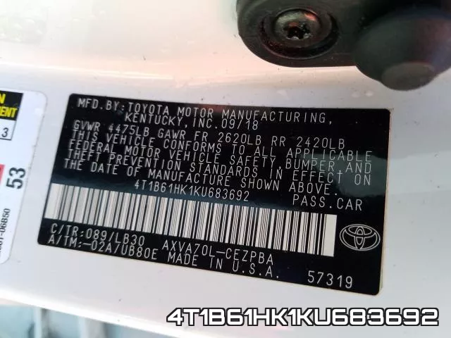 4T1B61HK1KU683692 фото 2