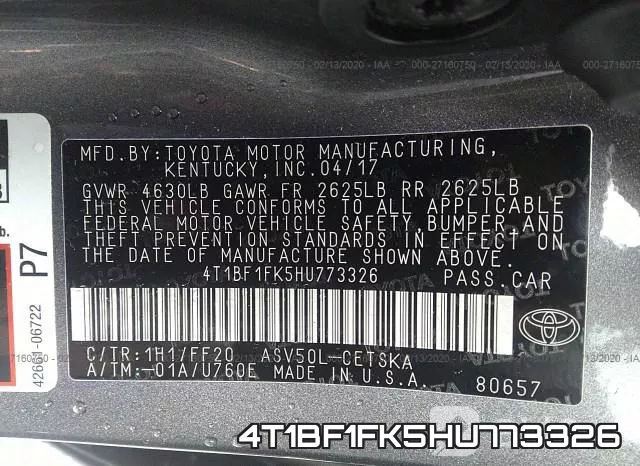 4T1BF1FK5HU773326 фото 10