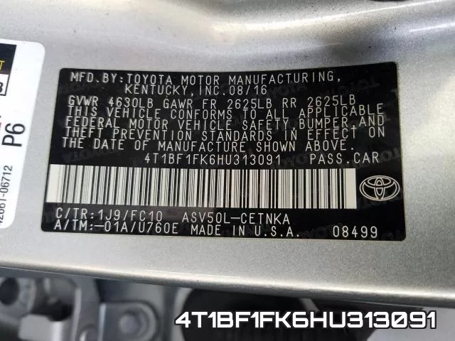 4T1BF1FK6HU313091 фото 2