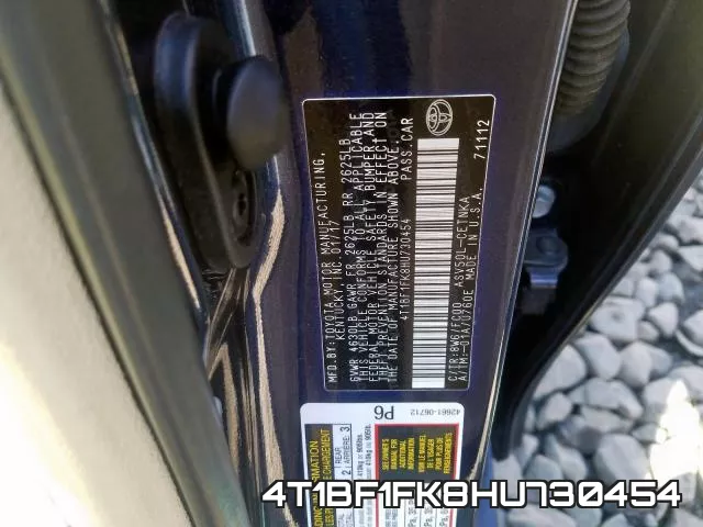4T1BF1FK8HU730454 фото 2