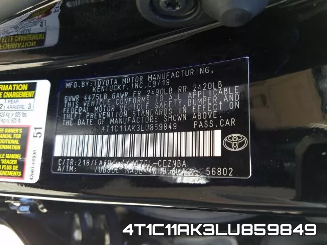 4T1C11AK3LU859849 фото 2