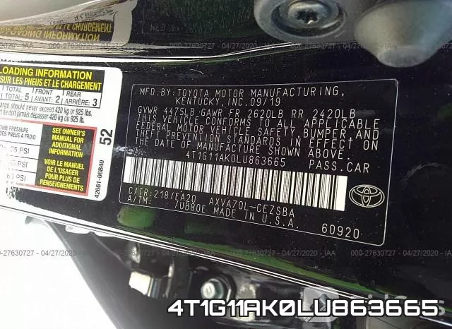 4T1G11AK0LU863665 фото 10