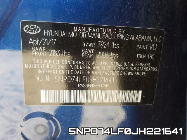 5NPD74LF0JH221641 фото 2