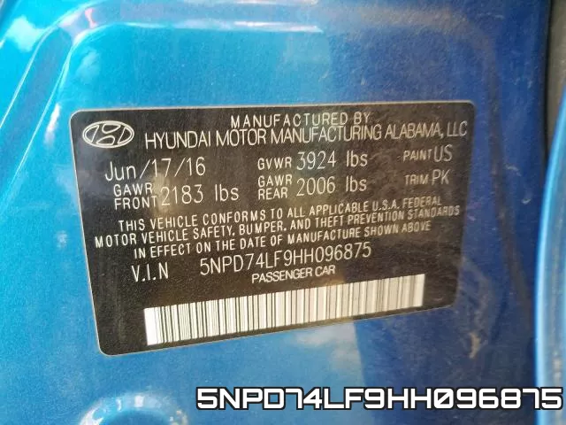 5NPD74LF9HH096875 фото 2