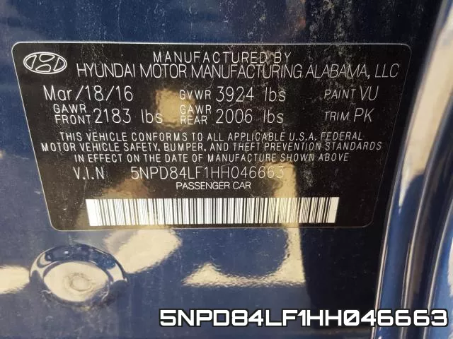 5NPD84LF1HH046663 фото 2