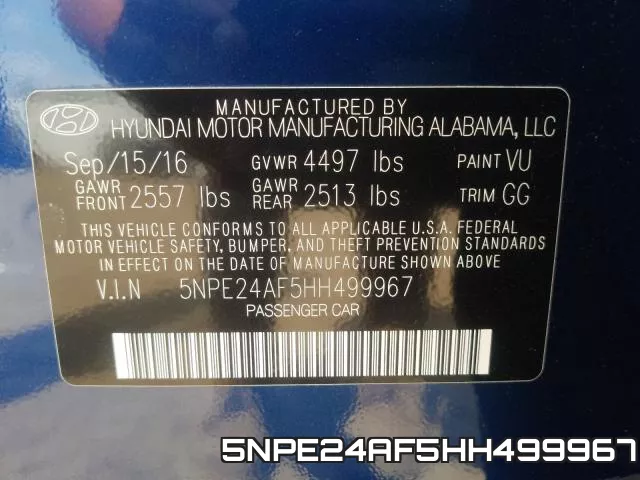 5NPE24AF5HH499967 фото 2