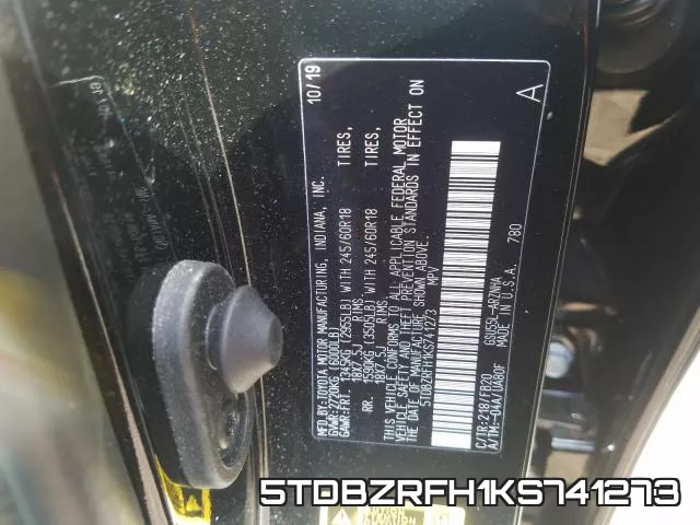 5TDBZRFH1KS741273 фото 2