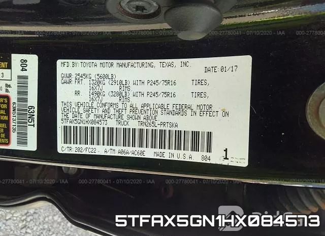 5TFAX5GN1HX084573 фото 10