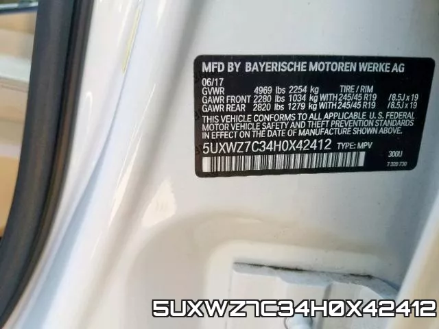5UXWZ7C34H0X42412 фото 2