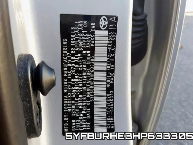 5YFBURHE3HP633305 фото 2
