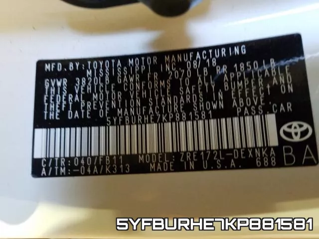 5YFBURHE7KP881581 фото 2