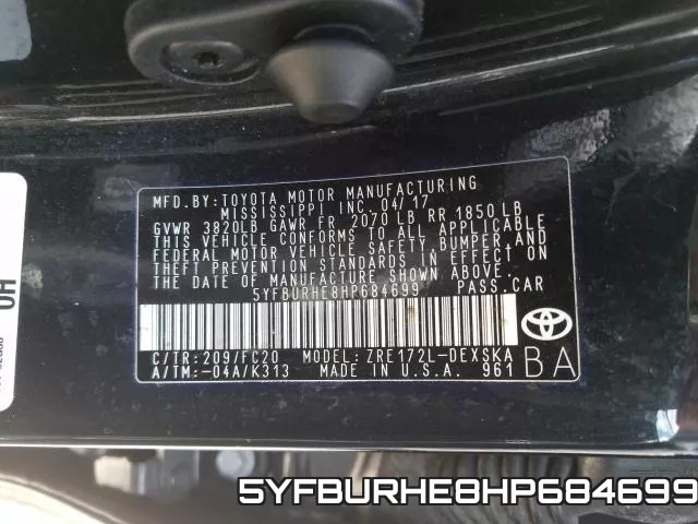 5YFBURHE8HP684699 фото 2