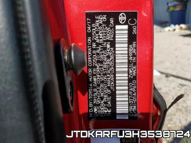 JTDKARFU3H3538724 фото 2