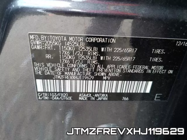 JTMZFREVXHJ119629 фото 2