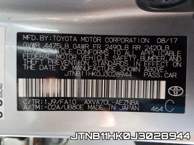 JTNB11HK0J3028944 фото 2