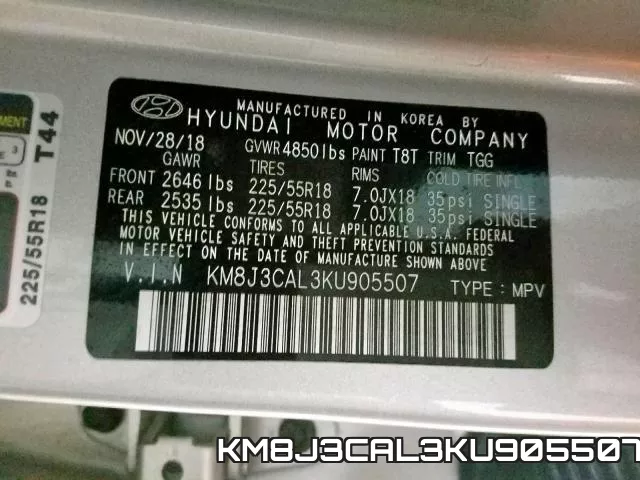 KM8J3CAL3KU905507 фото 2