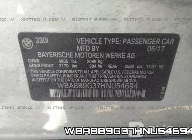 WBA8B9G37HNU54694 фото 10