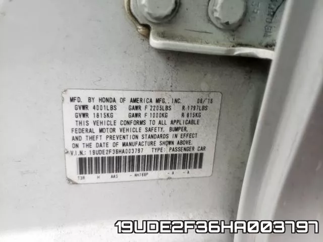 19UDE2F36HA003797 фото 2