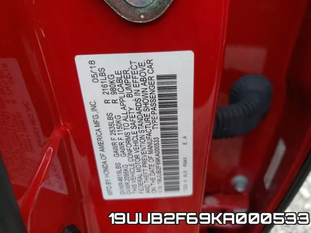 19UUB2F69KA000533 фото 2