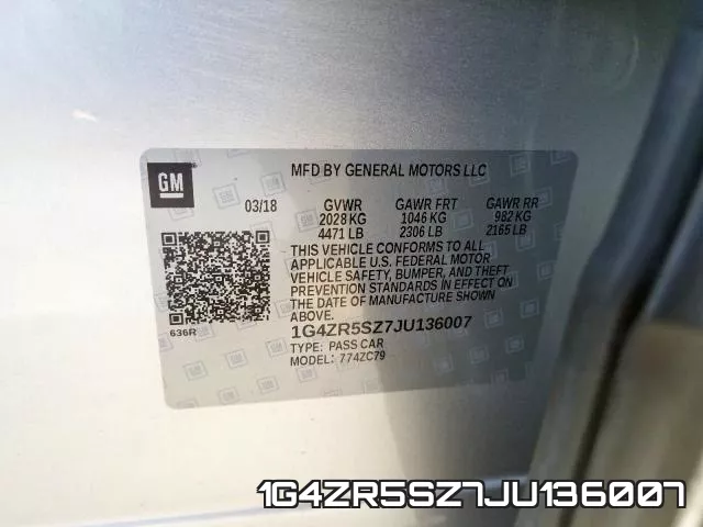 1G4ZR5SZ7JU136007 фото 2