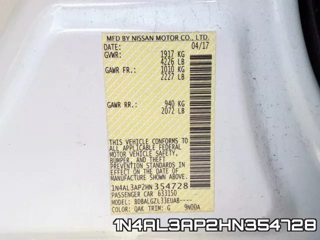 1N4AL3AP2HN354728 фото 2