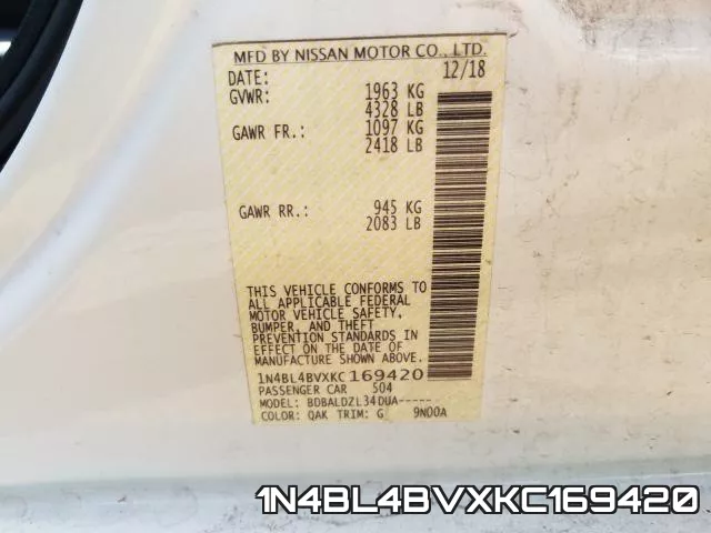 1N4BL4BVXKC169420 фото 2