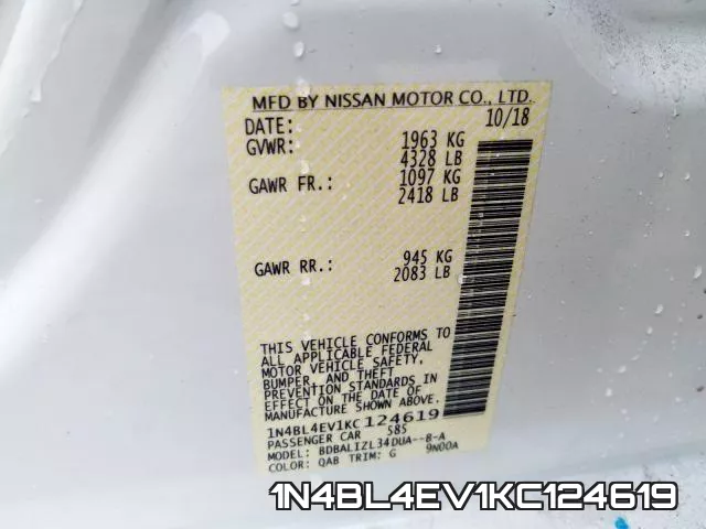 1N4BL4EV1KC124619 фото 2