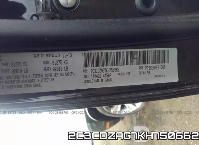 2C3CDZAG7KH750662 фото 10