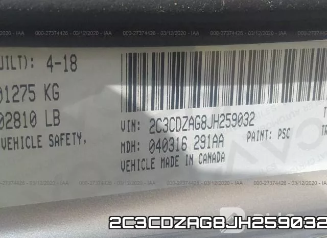 2C3CDZAG8JH259032 фото 10