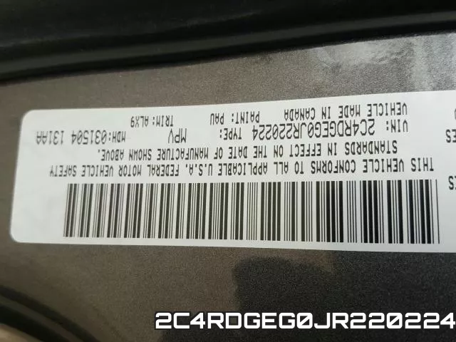 2C4RDGEG0JR220224 фото 2