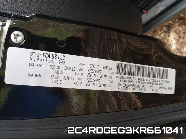 2C4RDGEG3KR661041 фото 2