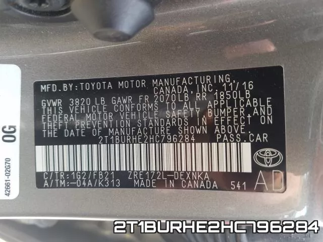 2T1BURHE2HC796284 фото 2