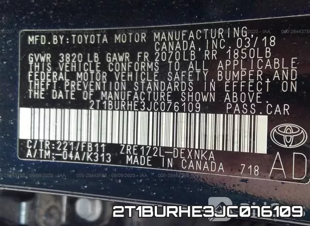 2T1BURHE3JC076109 фото 10