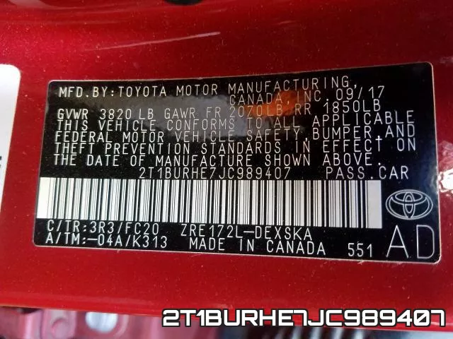 2T1BURHE7JC989407 фото 2