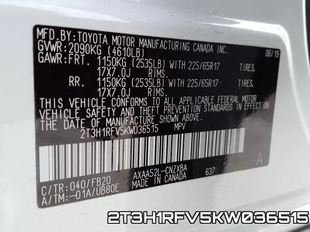 2T3H1RFV5KW036515 фото 2