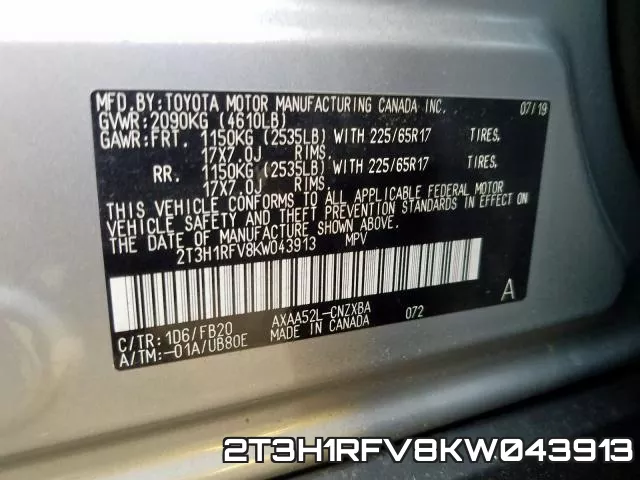 2T3H1RFV8KW043913 фото 2