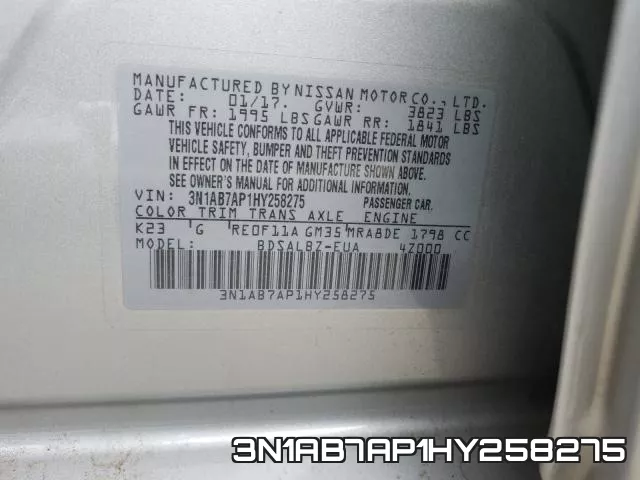 3N1AB7AP1HY258275 фото 2