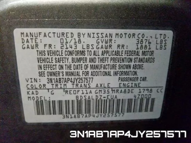 3N1AB7AP4JY257577 фото 2