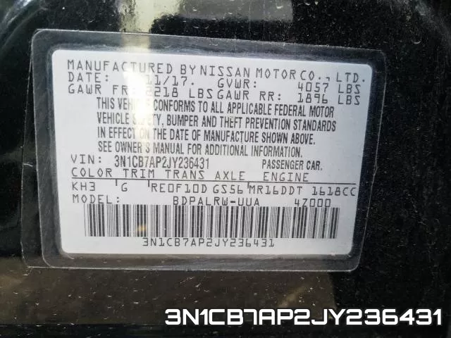 3N1CB7AP2JY236431 фото 2