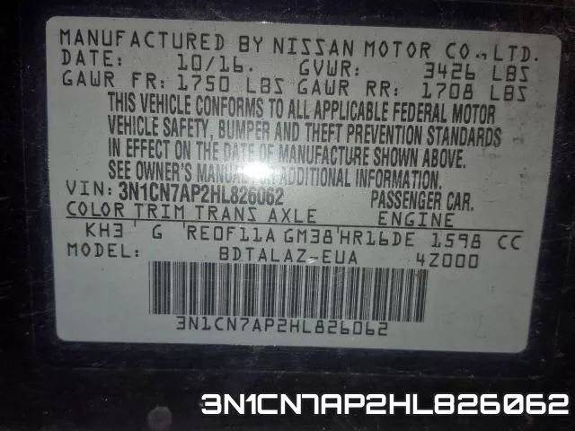 3N1CN7AP2HL826062 фото 2