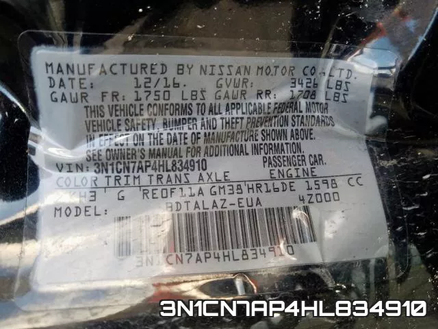 3N1CN7AP4HL834910 фото 2