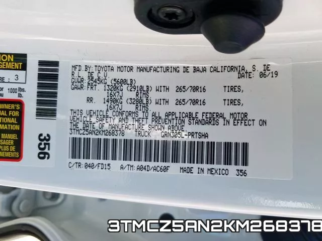 3TMCZ5AN2KM268378 фото 2