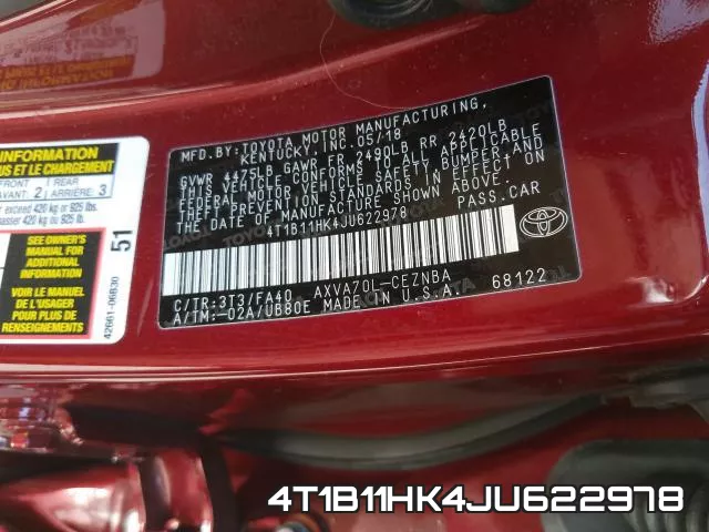 4T1B11HK4JU622978 фото 2