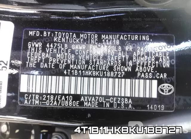 4T1B11HK8KU188727 фото 10